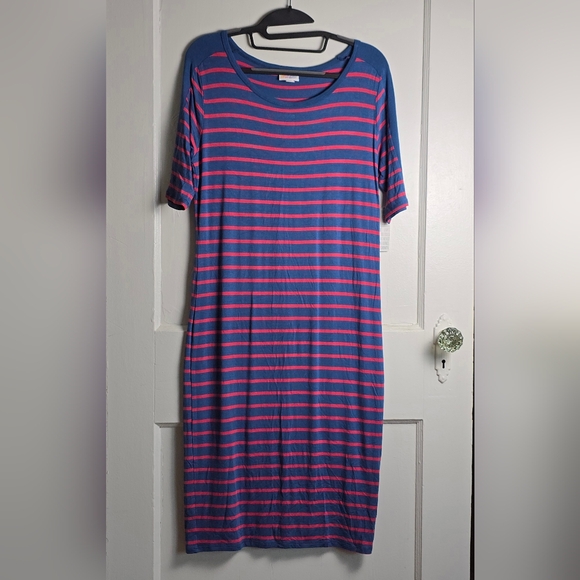 NWT LuLaRoe Striped Julia Dress Size M - Picture 1 of 5